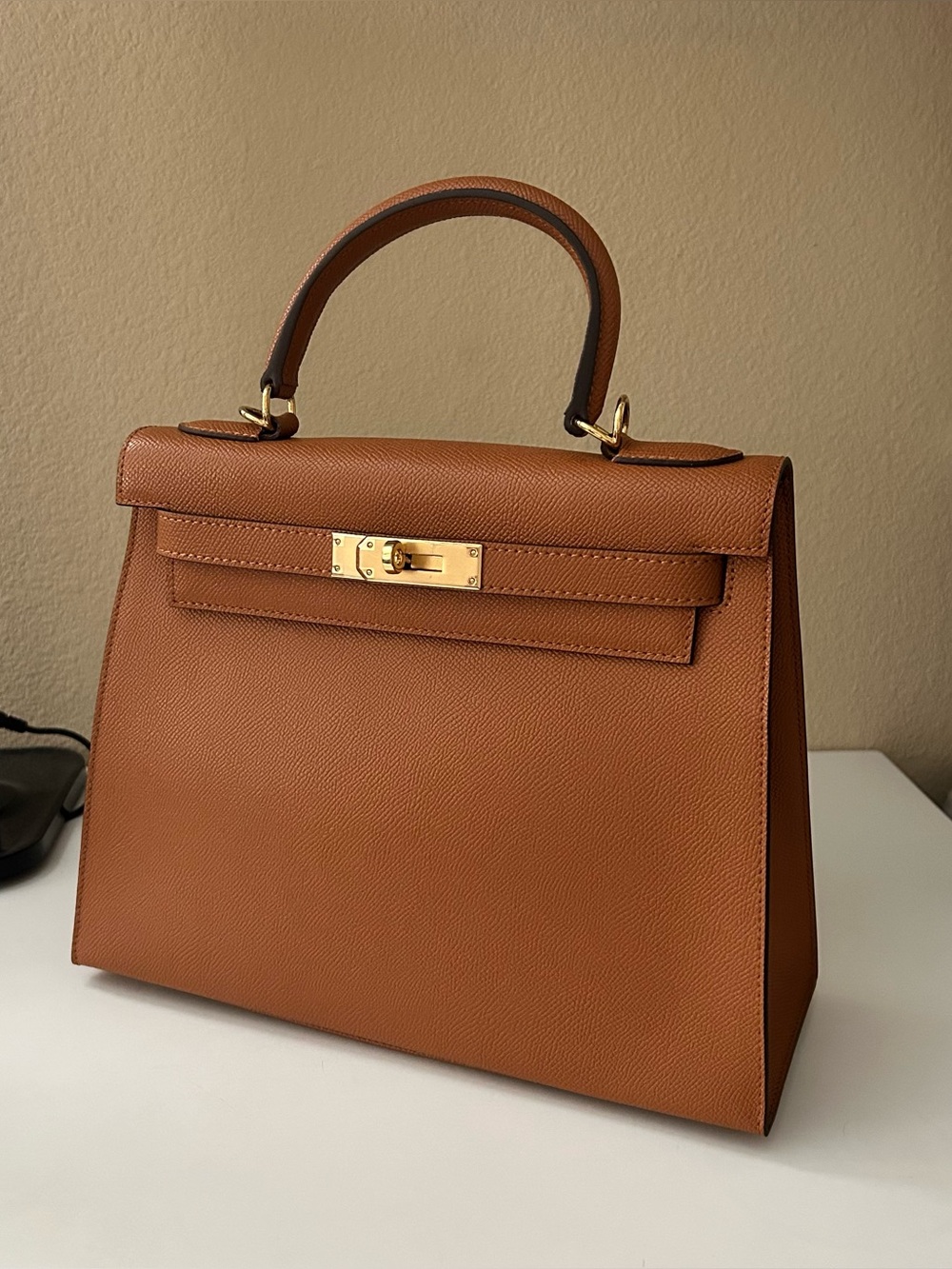 28cm Gold on Gold Epsom Leather Satchel KL Style